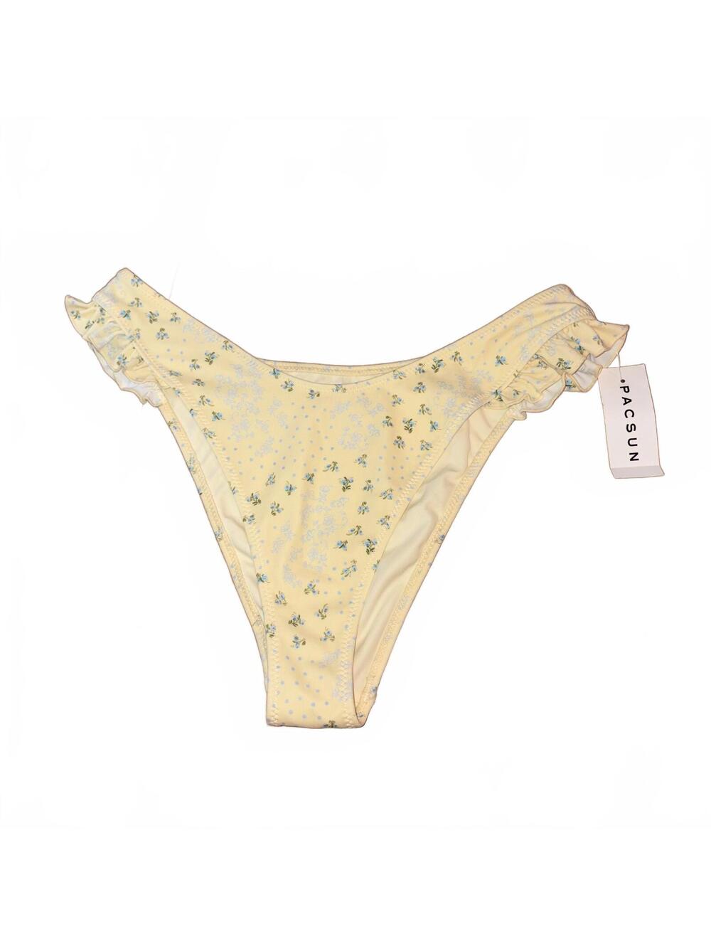 Pacsun Yellow Floral Ruffle Bikini Bottom Medium Ditsy Swim Summer Fairy NWT